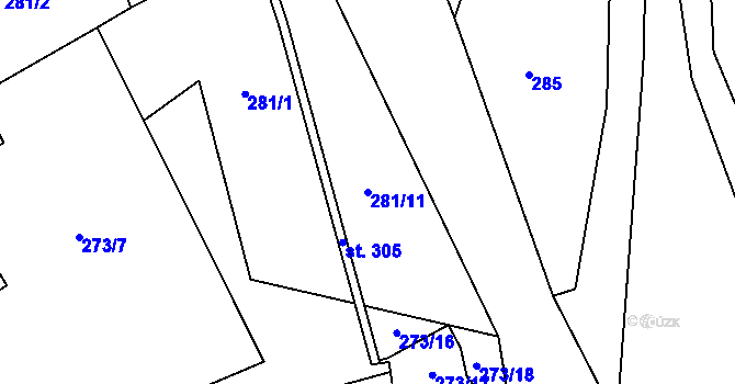 Parcela st. 281/11 v KÚ Velká Štáhle, Katastrální mapa