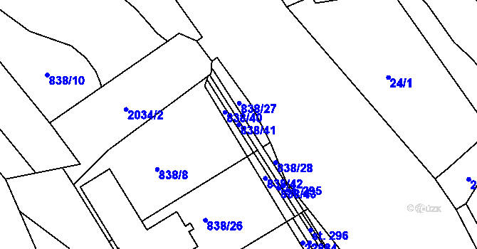 Parcela st. 838/41 v KÚ Velká Štáhle, Katastrální mapa