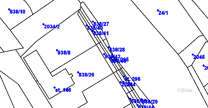 Parcela st. 838/42 v KÚ Velká Štáhle, Katastrální mapa