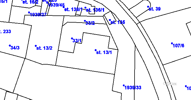 Parcela st. 13/1 v KÚ Břilice, Katastrální mapa