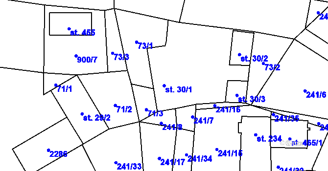 Parcela st. 30/1 v KÚ Břilice, Katastrální mapa