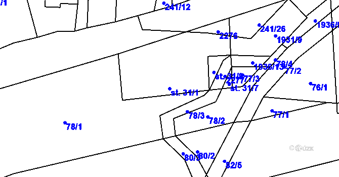 Parcela st. 31/1 v KÚ Břilice, Katastrální mapa