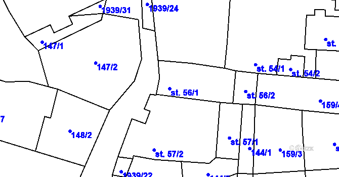 Parcela st. 56/1 v KÚ Břilice, Katastrální mapa