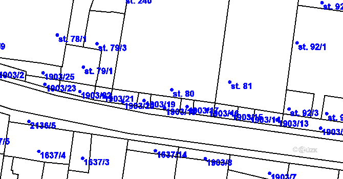 Parcela st. 80 v KÚ Břilice, Katastrální mapa