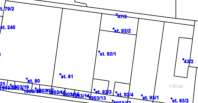 Parcela st. 92/1 v KÚ Břilice, Katastrální mapa