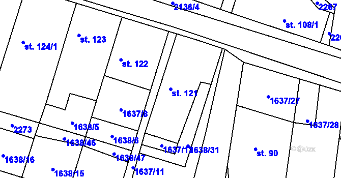 Parcela st. 121 v KÚ Břilice, Katastrální mapa