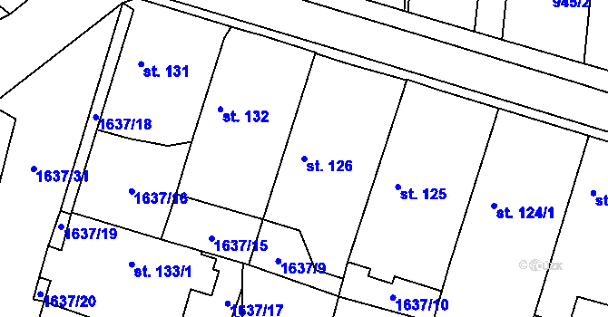Parcela st. 126 v KÚ Břilice, Katastrální mapa