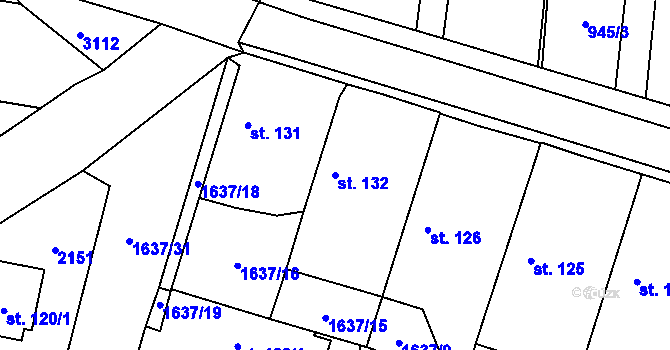 Parcela st. 132 v KÚ Břilice, Katastrální mapa