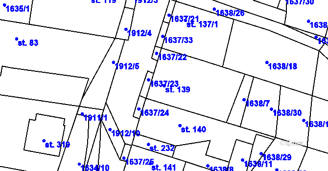 Parcela st. 139 v KÚ Břilice, Katastrální mapa