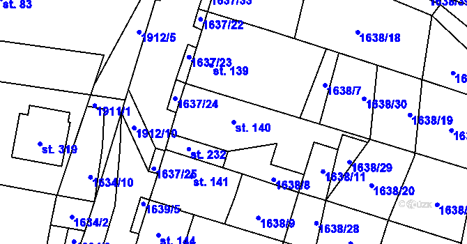 Parcela st. 140 v KÚ Břilice, Katastrální mapa