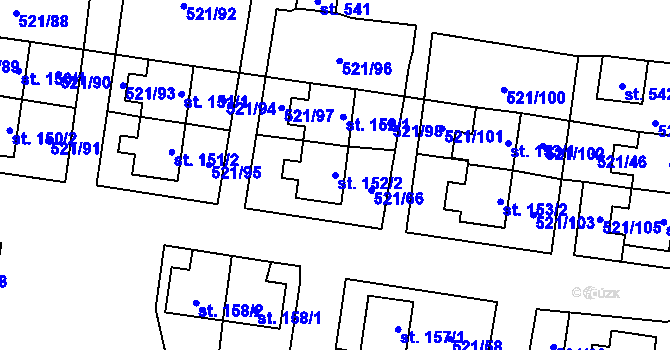 Parcela st. 152/2 v KÚ Břilice, Katastrální mapa