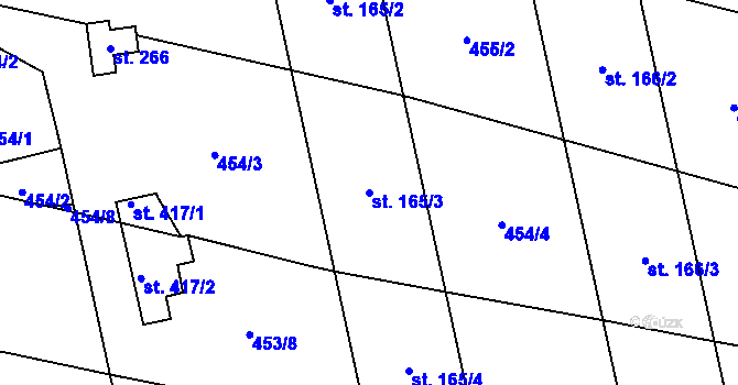 Parcela st. 165/3 v KÚ Břilice, Katastrální mapa