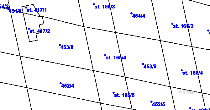 Parcela st. 165/4 v KÚ Břilice, Katastrální mapa