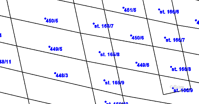 Parcela st. 165/8 v KÚ Břilice, Katastrální mapa