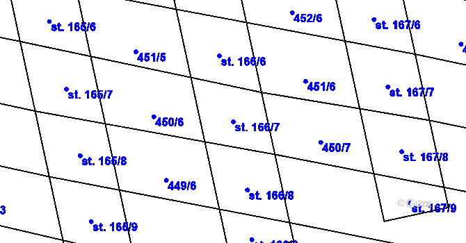 Parcela st. 166/7 v KÚ Břilice, Katastrální mapa