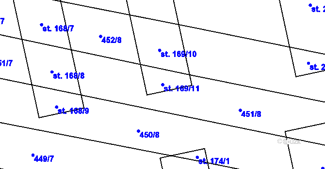 Parcela st. 169/11 v KÚ Břilice, Katastrální mapa