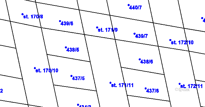 Parcela st. 171/10 v KÚ Břilice, Katastrální mapa
