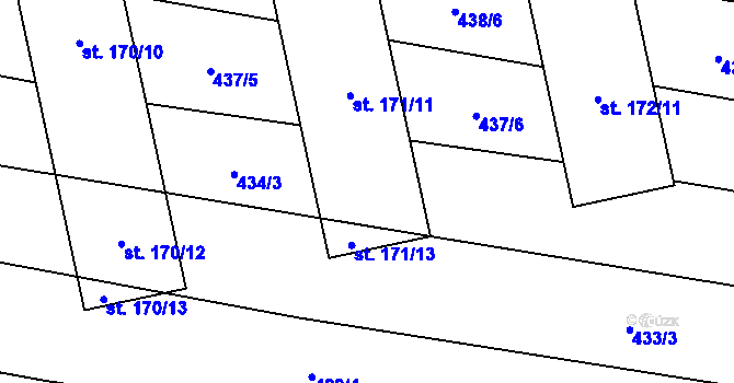 Parcela st. 171/12 v KÚ Břilice, Katastrální mapa