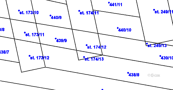 Parcela st. 174/12 v KÚ Břilice, Katastrální mapa