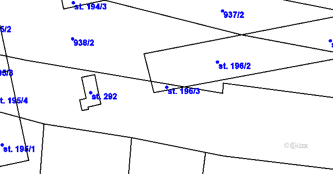 Parcela st. 196/3 v KÚ Břilice, Katastrální mapa