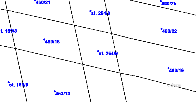 Parcela st. 264/9 v KÚ Břilice, Katastrální mapa