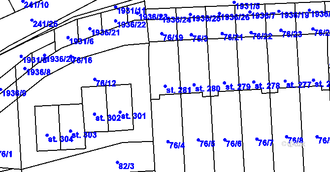 Parcela st. 281 v KÚ Břilice, Katastrální mapa