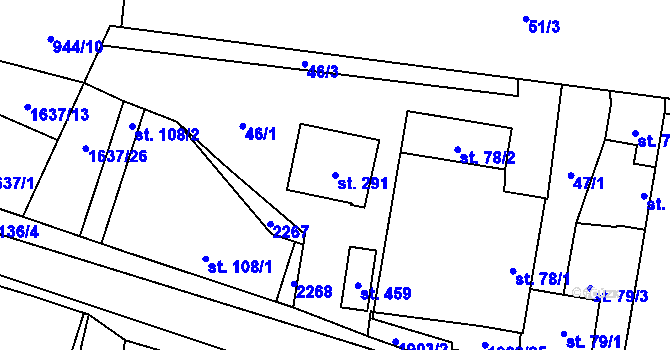 Parcela st. 291 v KÚ Břilice, Katastrální mapa