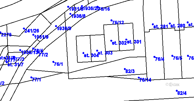 Parcela st. 303 v KÚ Břilice, Katastrální mapa