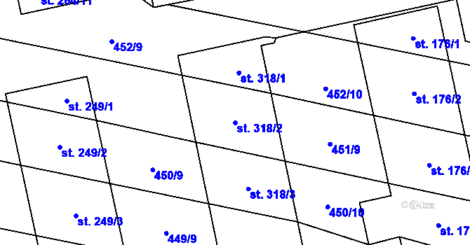 Parcela st. 318/2 v KÚ Břilice, Katastrální mapa