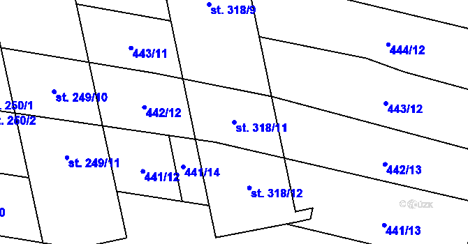Parcela st. 318/11 v KÚ Břilice, Katastrální mapa