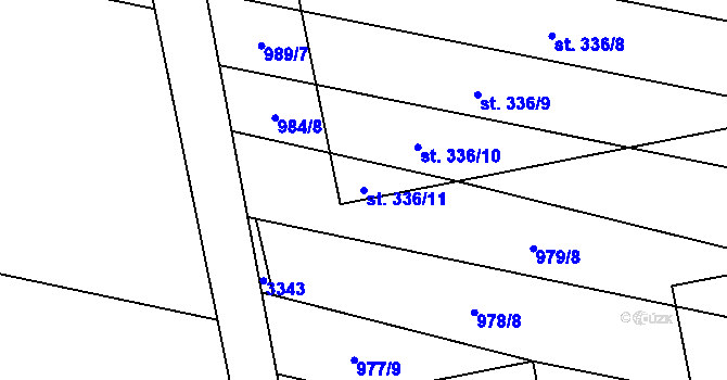 Parcela st. 336/11 v KÚ Břilice, Katastrální mapa
