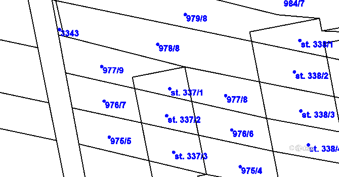 Parcela st. 337/1 v KÚ Břilice, Katastrální mapa