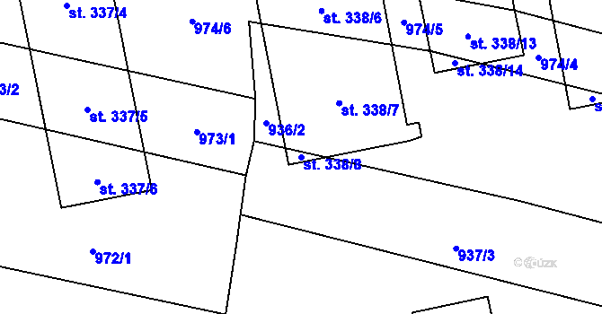 Parcela st. 338/8 v KÚ Břilice, Katastrální mapa