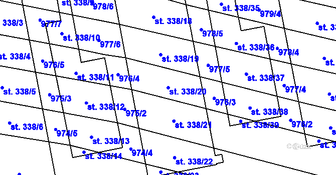 Parcela st. 338/20 v KÚ Břilice, Katastrální mapa