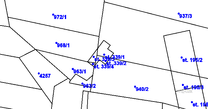 Parcela st. 339/1 v KÚ Břilice, Katastrální mapa