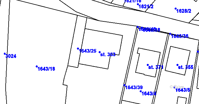 Parcela st. 363 v KÚ Břilice, Katastrální mapa