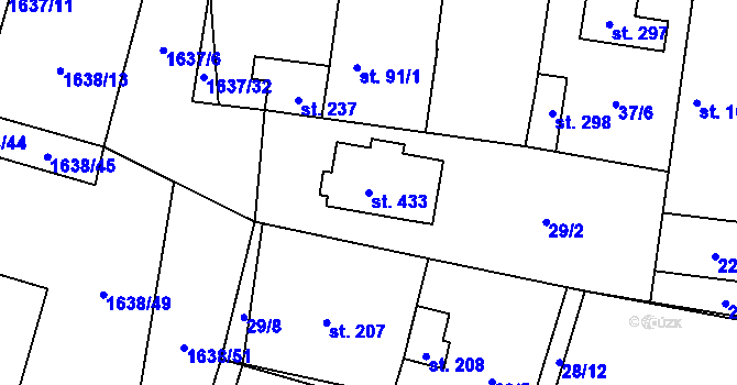 Parcela st. 433 v KÚ Břilice, Katastrální mapa