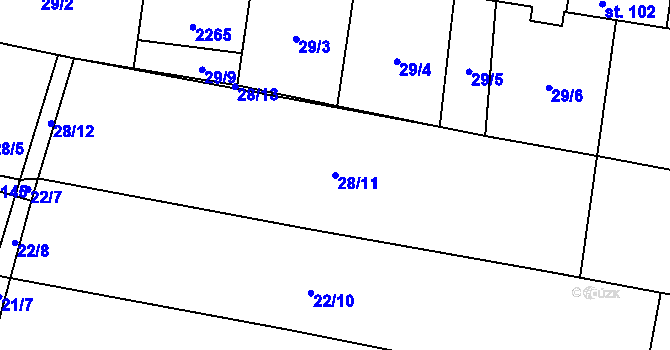 Parcela st. 28/11 v KÚ Břilice, Katastrální mapa