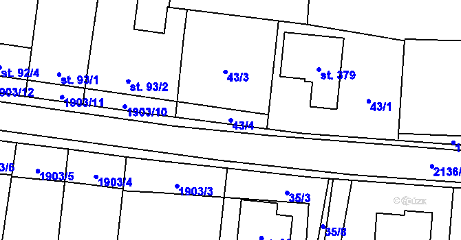 Parcela st. 43/4 v KÚ Břilice, Katastrální mapa