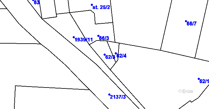Parcela st. 62/3 v KÚ Břilice, Katastrální mapa