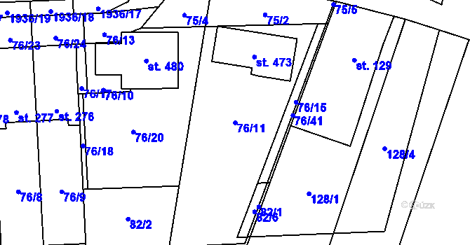Parcela st. 76/11 v KÚ Břilice, Katastrální mapa