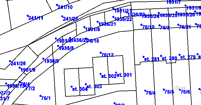Parcela st. 76/12 v KÚ Břilice, Katastrální mapa