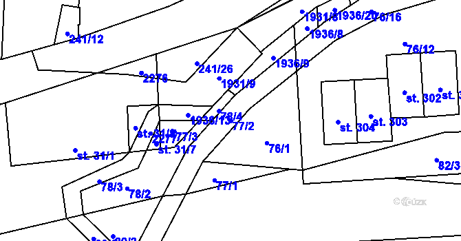 Parcela st. 77/2 v KÚ Břilice, Katastrální mapa