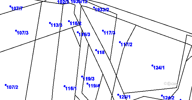 Parcela st. 118 v KÚ Břilice, Katastrální mapa