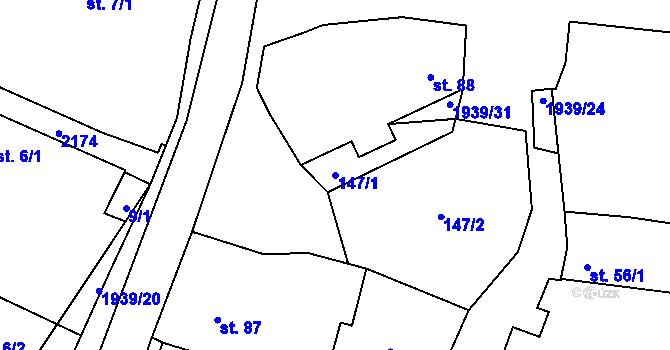 Parcela st. 147/1 v KÚ Břilice, Katastrální mapa