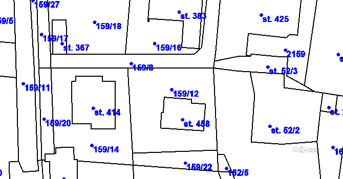 Parcela st. 159/12 v KÚ Břilice, Katastrální mapa