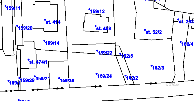 Parcela st. 159/22 v KÚ Břilice, Katastrální mapa