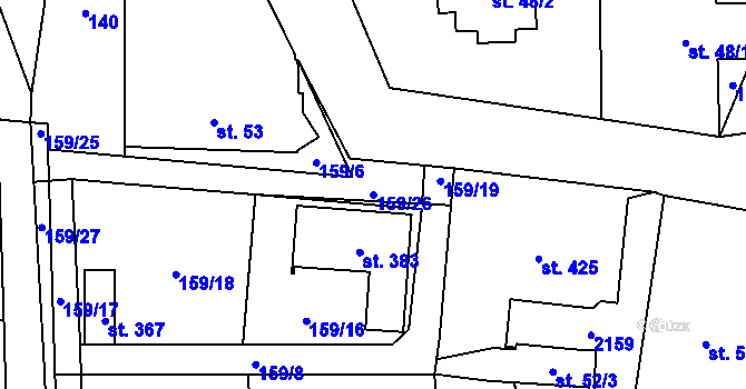 Parcela st. 159/26 v KÚ Břilice, Katastrální mapa