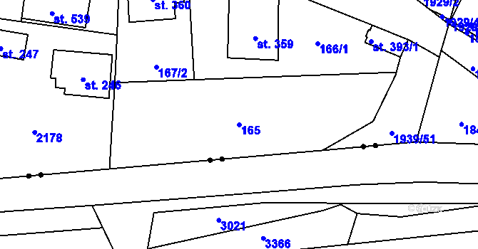 Parcela st. 165 v KÚ Břilice, Katastrální mapa