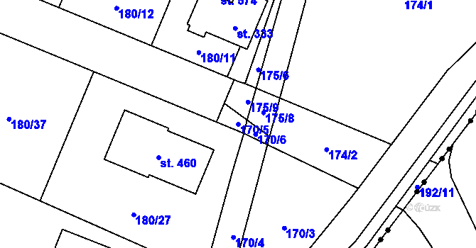 Parcela st. 170/5 v KÚ Břilice, Katastrální mapa